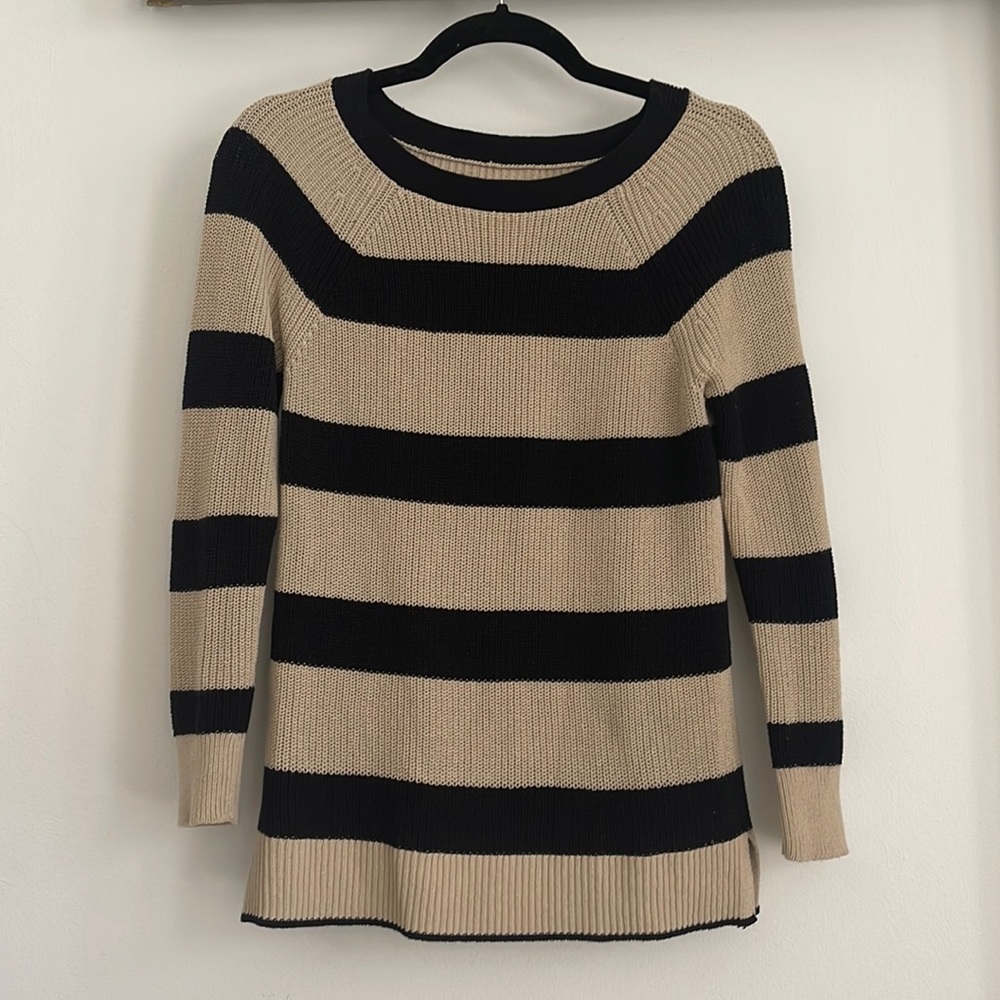 Black and Cream Cable-Knit Sweater